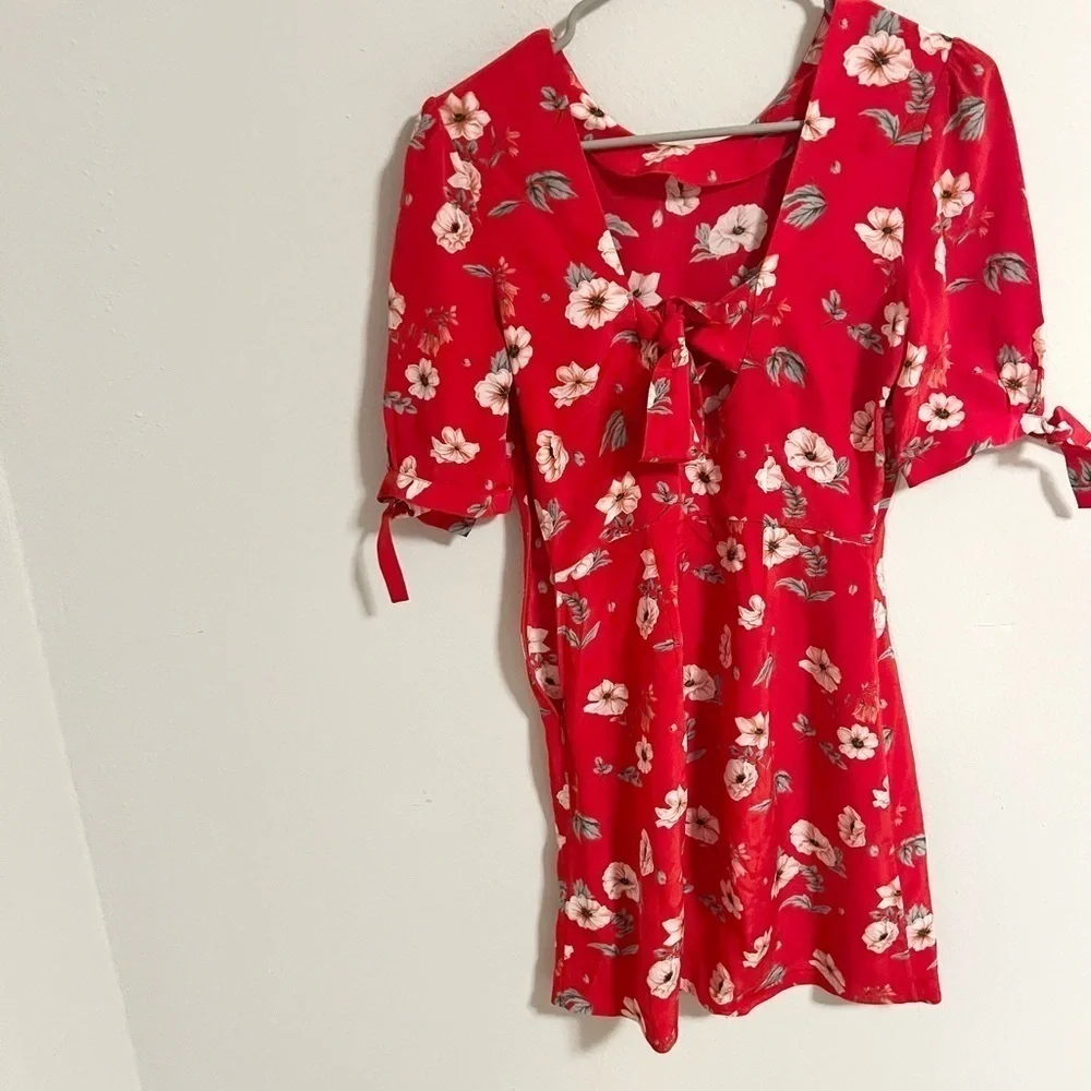 Intermix Cleo Silk red floral mini Dress
